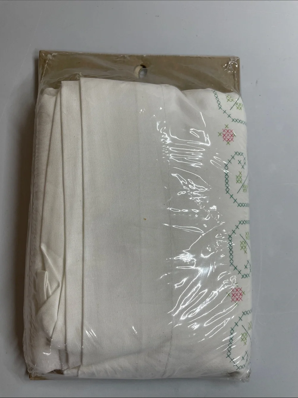 Vintage 1990 Bucilla Hearts & Tulips Stamped Pillowcase Pair Cross Stitch Kit